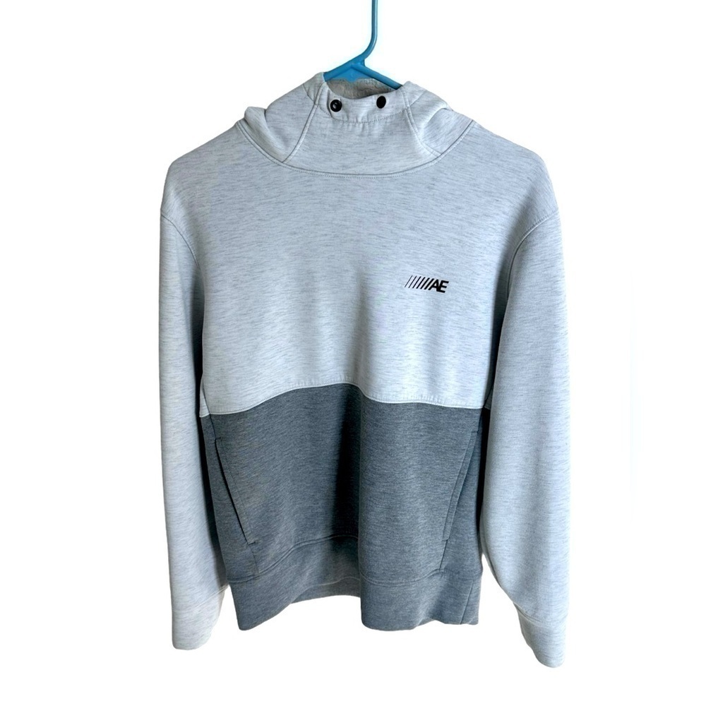American Eagle Men’s Sweatshirt Hoodie Grey Two Tone Activewear